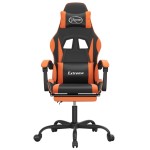 vidaXL Scaun de gaming pivotant/suport picioare negru/oranj piele eco