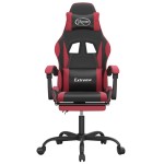 vidaXL Scaun gaming pivotant/suport picioare negru/roșu vin piele eco