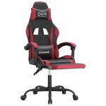 vidaXL Scaun gaming pivotant/suport picioare negru/roșu vin piele eco