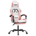 vidaXL Scaun de gaming pivotant cu suport picioare, alb&roz, piele eco vidaXL Scaun de gaming pivotant cu suport picioare, alb&roz, piele eco