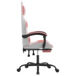 vidaXL Scaun de gaming pivotant cu suport picioare, alb&roz, piele eco vidaXL Scaun de gaming pivotant cu suport picioare, alb&roz, piele eco