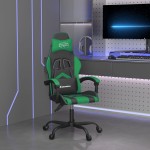 vidaXL Scaun de gaming pivotant, negru și verde, piele ecologică