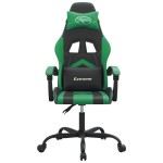 vidaXL Scaun de gaming pivotant, negru și verde, piele ecologică