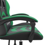 vidaXL Scaun de gaming pivotant, negru și verde, piele ecologică