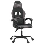vidaXL Scaun de gaming pivotant, negru și gri, piele ecologică
