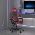 vidaXL Scaun de gaming pivotant, negru și roșu vin, piele ecologică