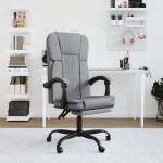 vidaXL Fotoliu de birou rabatabil, gri deschis, textil vidaXL Fotoliu de birou rabatabil, gri deschis, textil