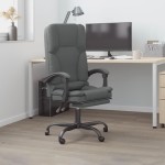 vidaXL Fotoliu de birou rabatabil cu masaj, gri închis, textil