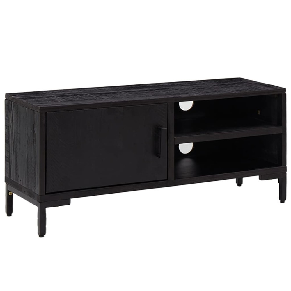 vidaXL Comodă TV, negru, 90x30x40 cm, lemn de pin masiv