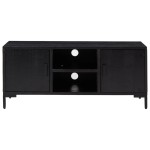 vidaXL Comodă TV, negru, 110x35x48 cm, lemn de pin masiv reciclat