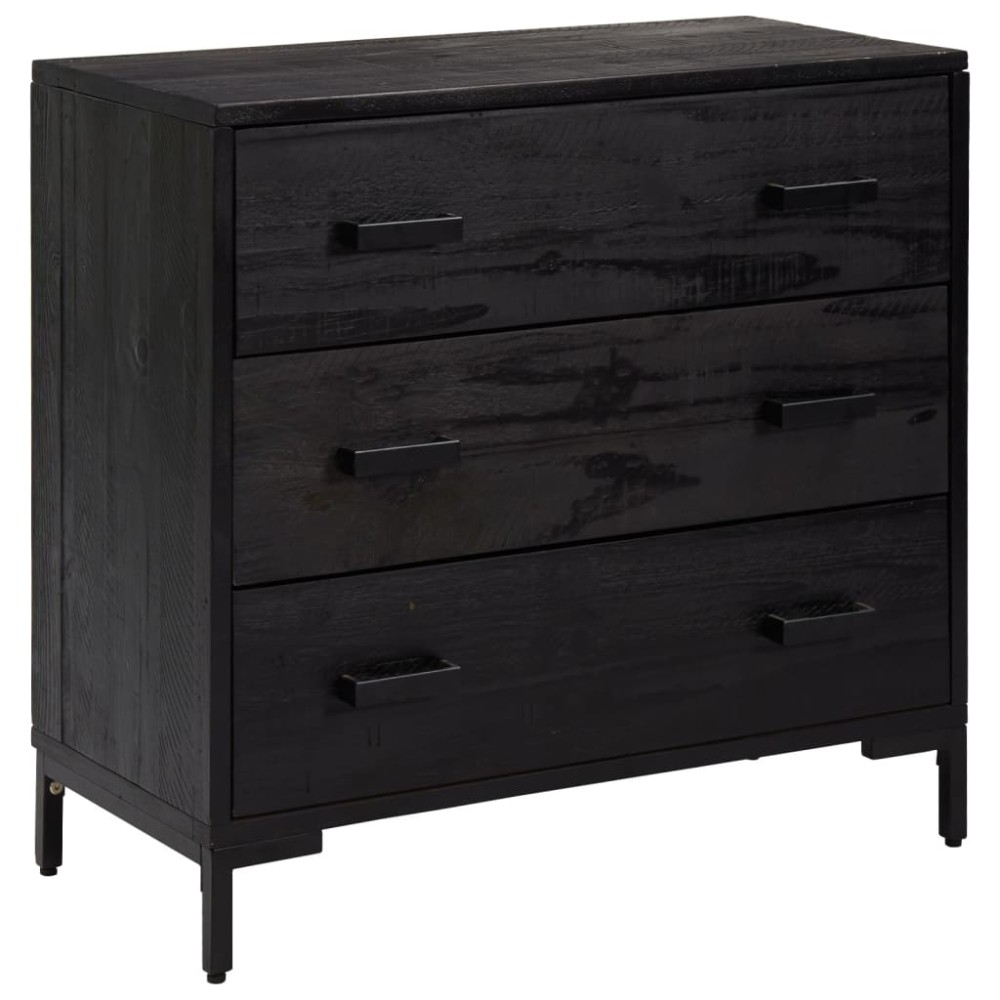 vidaXL Dulap cu sertare, negru, 75x35x70 cm, lemn masiv pin