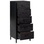 vidaXL Comodă cu sertare, negru, 42x35x110 cm, lemn masiv pin