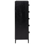 vidaXL Comodă cu sertare, negru, 42x35x110 cm, lemn masiv pin