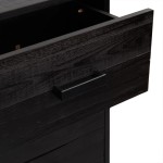 vidaXL Comodă cu sertare, negru, 42x35x110 cm, lemn masiv pin