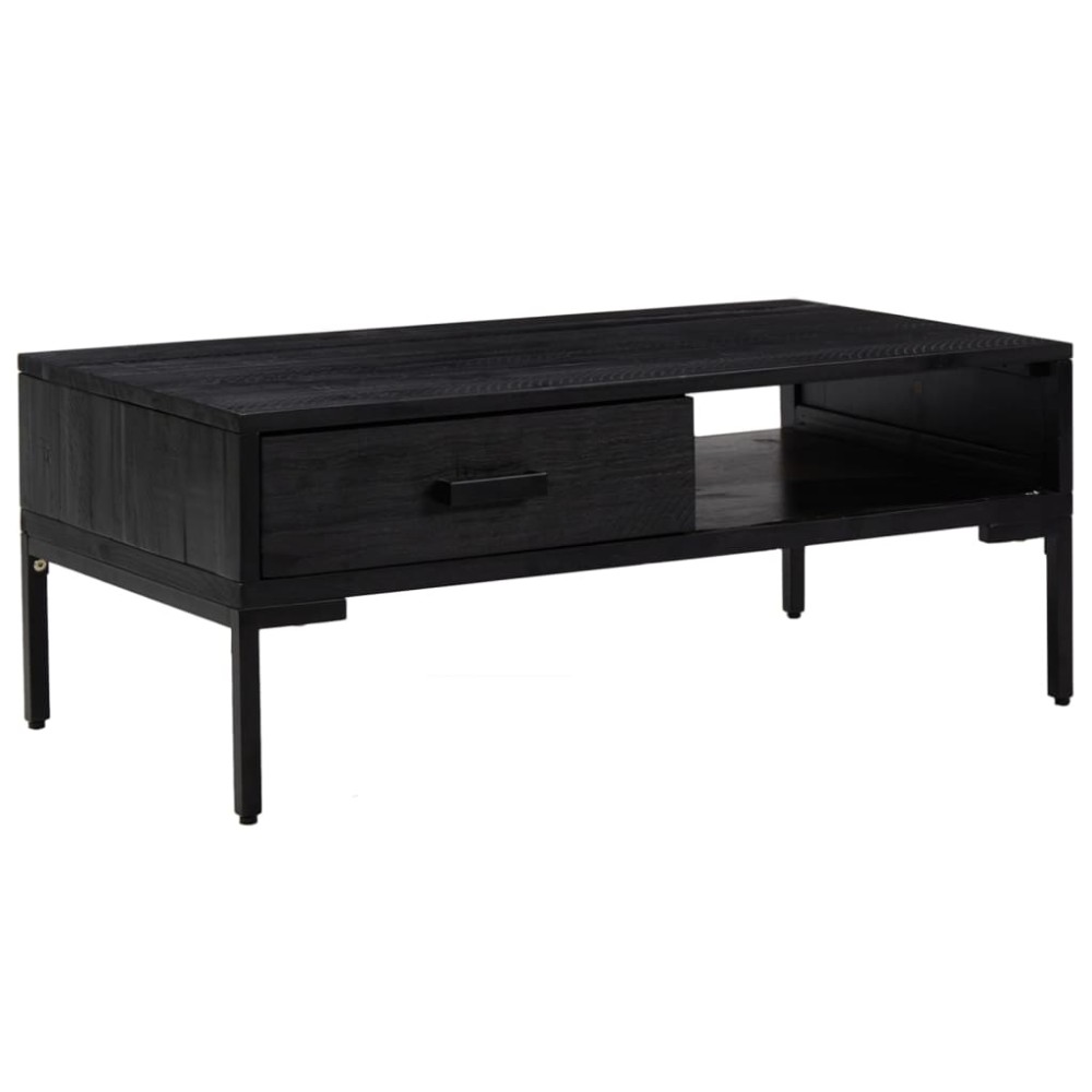vidaXL Măsuță de cafea, negru, 90x50x35 cm, lemn masiv de pin reciclat