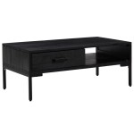 vidaXL Măsuță de cafea, negru, 90x50x35 cm, lemn masiv de pin reciclat vidaXL Măsuță de cafea, negru, 90x50x35 cm, lemn masiv de pin reciclat