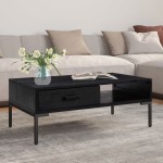vidaXL Măsuță de cafea, negru, 90x50x35 cm, lemn masiv de pin reciclat vidaXL Măsuță de cafea, negru, 90x50x35 cm, lemn masiv de pin reciclat