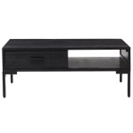 vidaXL Măsuță de cafea, negru, 90x50x35 cm, lemn masiv de pin reciclat vidaXL Măsuță de cafea, negru, 90x50x35 cm, lemn masiv de pin reciclat