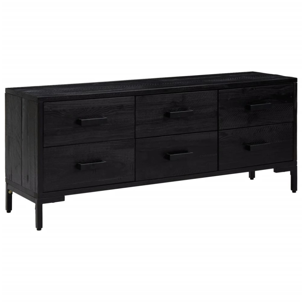 vidaXL Bancă de depozitare, negru, 110x30x45 cm, lemn masiv pin