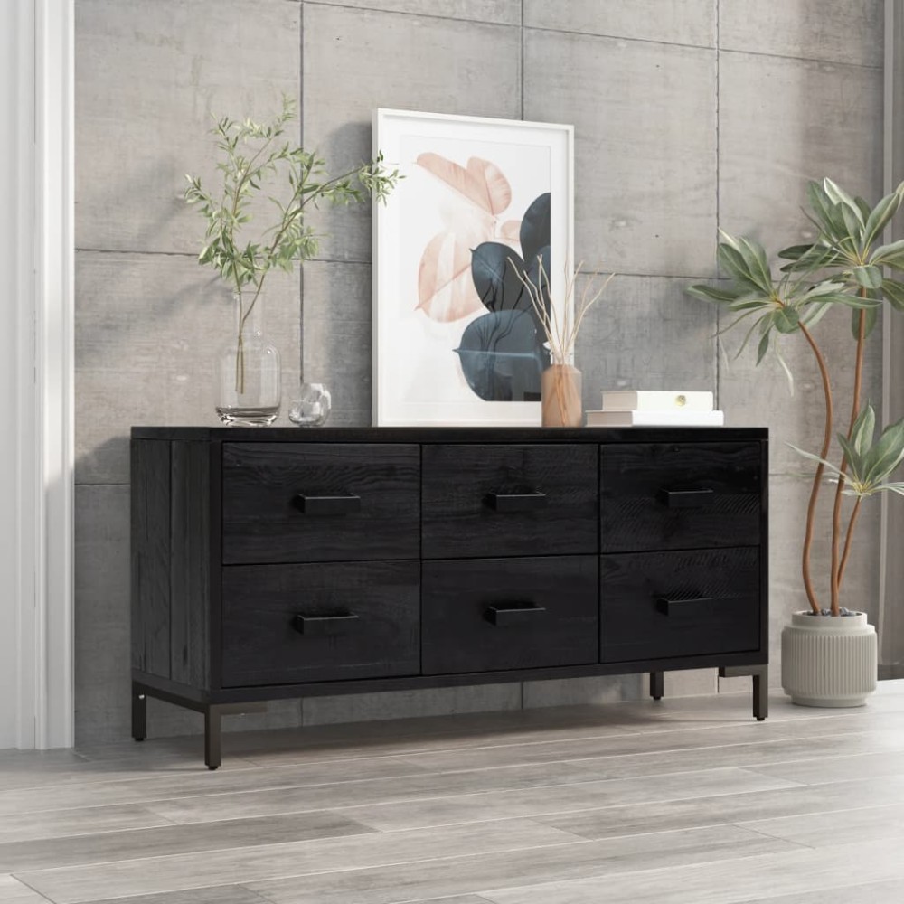 vidaXL Bancă de depozitare, negru, 110x30x45 cm, lemn masiv pin