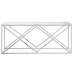 vidaXL Masă de cafea, 110x45x45 cm, oțel inoxidabil și sticlă vidaXL Masă de cafea, 110x45x45 cm, oțel inoxidabil și sticlă