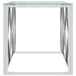 vidaXL Masă de cafea, 110x45x45 cm, oțel inoxidabil și sticlă vidaXL Masă de cafea, 110x45x45 cm, oțel inoxidabil și sticlă