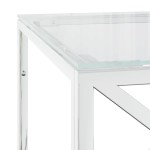 vidaXL Masă de cafea, 110x45x45 cm, oțel inoxidabil și sticlă vidaXL Masă de cafea, 110x45x45 cm, oțel inoxidabil și sticlă