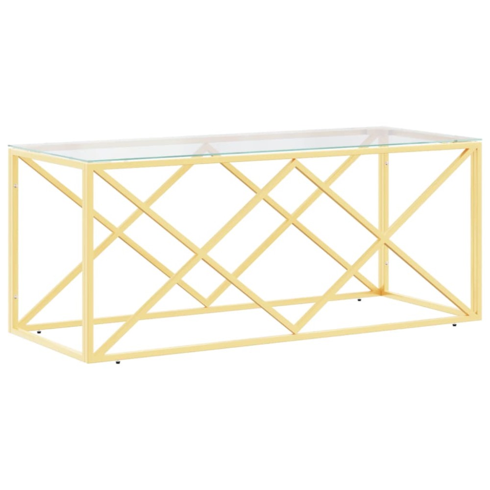 vidaXL Masă de cafea, 110x45x45 cm, oțel inoxidabil și sticlă