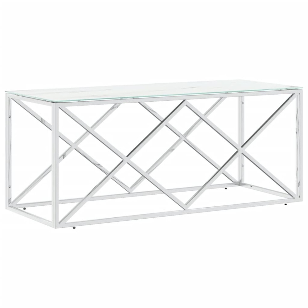 vidaXL Masă de cafea, 110x45x45 cm, oțel inoxidabil și sticlă