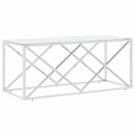 vidaXL Masă de cafea, 110x45x45 cm, oțel inoxidabil și sticlă vidaXL Masă de cafea, 110x45x45 cm, oțel inoxidabil și sticlă