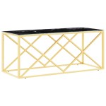 vidaXL Masă de cafea, 110x45x45 cm, oțel inoxidabil și sticlă vidaXL Masă de cafea, 110x45x45 cm, oțel inoxidabil și sticlă