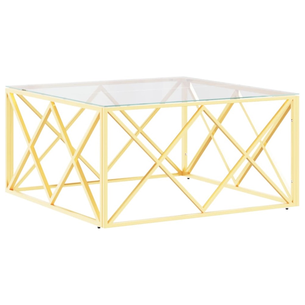 vidaXL Masă de cafea, 80x80x40 cm, oțel inoxidabil și sticlă