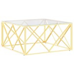 vidaXL Masă de cafea, 80x80x40 cm, oțel inoxidabil și sticlă vidaXL Masă de cafea, 80x80x40 cm, oțel inoxidabil și sticlă