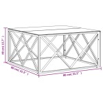 vidaXL Masă de cafea, 80x80x40 cm, oțel inoxidabil și sticlă vidaXL Masă de cafea, 80x80x40 cm, oțel inoxidabil și sticlă