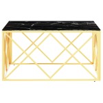 vidaXL Masă de cafea, auriu, 80x80x40 cm, oțel inoxidabil și sticlă
