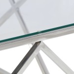 vidaXL Măsuță de cafea, argintiu, oțel inoxidabil și sticlă securizată vidaXL Măsuță de cafea, argintiu, oțel inoxidabil și sticlă securizată