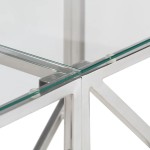 vidaXL Măsuță consolă, oțel inoxidabil argintiu și sticlă securizată vidaXL Măsuță consolă, oțel inoxidabil argintiu și sticlă securizată