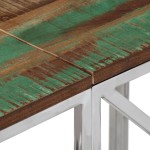 vidaXL Măsuță consolă, argintiu, oțel inoxidabil/lemn masiv reciclat vidaXL Măsuță consolă, argintiu, oțel inoxidabil/lemn masiv reciclat