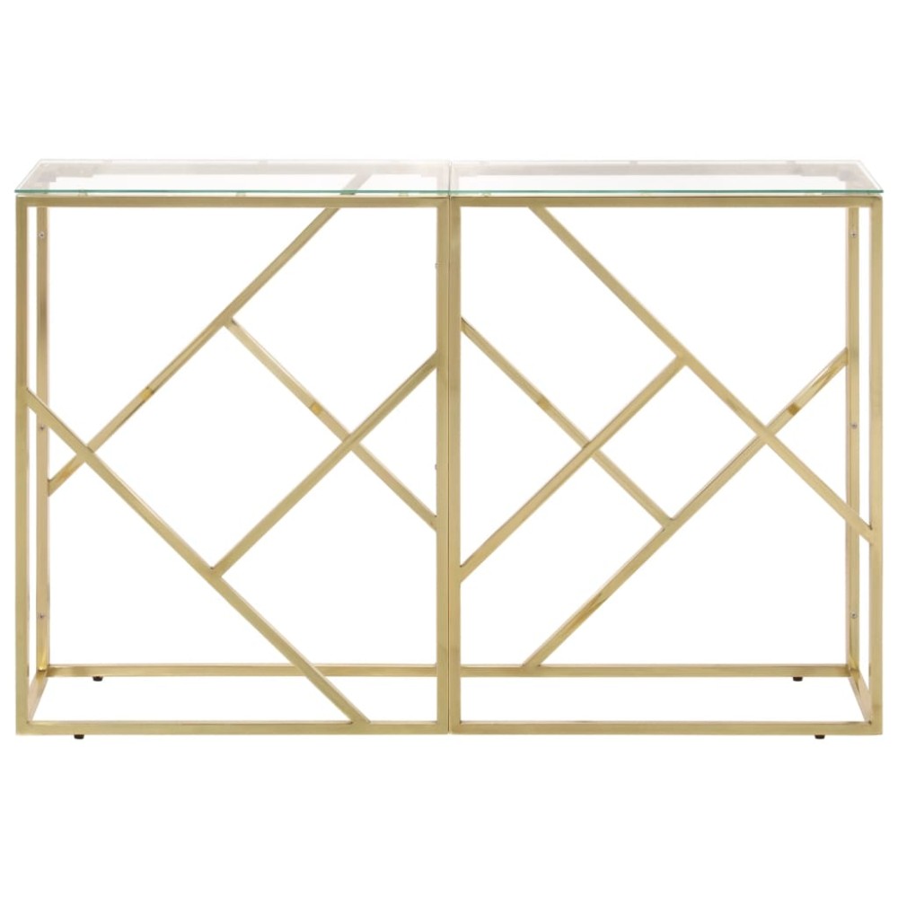 vidaXL Masă consolă, oțel inoxidabil auriu și sticlă securizată