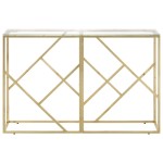 vidaXL Masă consolă, oțel inoxidabil auriu și sticlă securizată