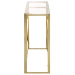 vidaXL Masă consolă, oțel inoxidabil auriu și sticlă securizată