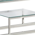 vidaXL Măsuță consolă, oțel inoxidabil argintiu și sticlă securizată vidaXL Măsuță consolă, oțel inoxidabil argintiu și sticlă securizată