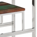 vidaXL Măsuță consolă, argintiu, oțel inoxidabil/lemn masiv reciclat vidaXL Măsuță consolă, argintiu, oțel inoxidabil/lemn masiv reciclat