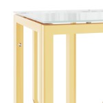 vidaXL Masă consolă, auriu, 70x30x70 cm, oțel inoxidabil și sticlă vidaXL Masă consolă, auriu, 70x30x70 cm, oțel inoxidabil și sticlă