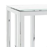 vidaXL Masă consolă, argintiu, 70x30x70 cm, oțel inoxidabil și sticlă vidaXL Masă consolă, argintiu, 70x30x70 cm, oțel inoxidabil și sticlă