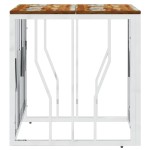 vidaXL Măsuță de cafea din oțel inoxidabil și lemn masiv reciclat