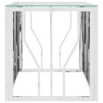 vidaXL Masă de cafea, 110x45x45 cm, oțel inoxidabil și sticlă vidaXL Masă de cafea, 110x45x45 cm, oțel inoxidabil și sticlă