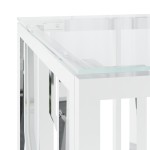 vidaXL Masă de cafea, 110x45x45 cm, oțel inoxidabil și sticlă vidaXL Masă de cafea, 110x45x45 cm, oțel inoxidabil și sticlă