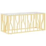 vidaXL Masă de cafea, 110x45x45 cm, oțel inoxidabil și sticlă vidaXL Masă de cafea, 110x45x45 cm, oțel inoxidabil și sticlă
