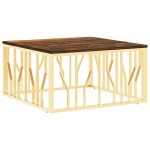 vidaXL Măsuță de cafea, auriu, oțel inoxidabil și lemn masiv reciclat vidaXL Măsuță de cafea, auriu, oțel inoxidabil și lemn masiv reciclat